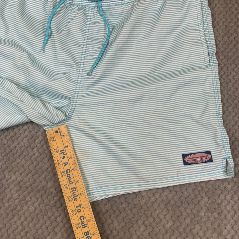 Vineyard Vines Mens XL Blue White Striped Swim Trunks Marlin Pocket Board Shorts - Picture 6 of 10